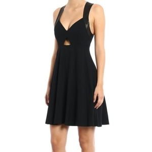Alice+Olivia black leather trim sleeveless dress 0